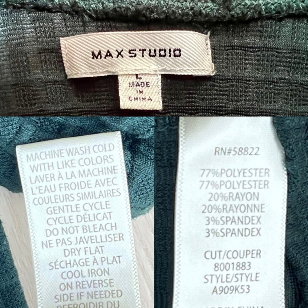 Max Studio Waffle Knit Dark Green Cowl Neck Long Sleeve Mini Dress Size Large - Picture 8 of 16